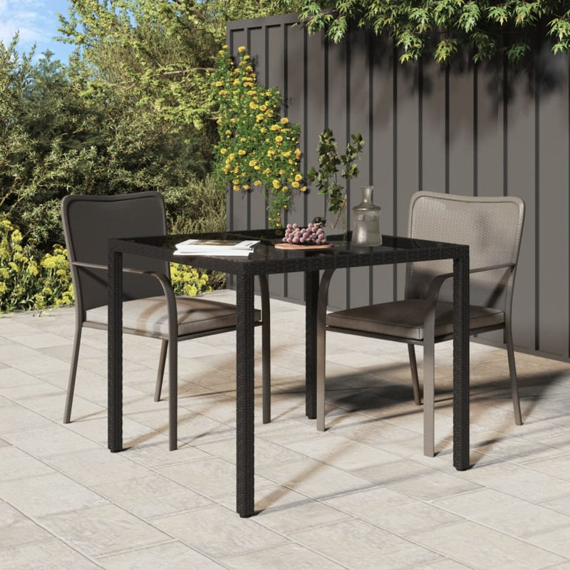 Bryshawn Metal Outdoor Dining Table , 90cm D, Black, 75cm H x 90cm W x 90cm D, Gray