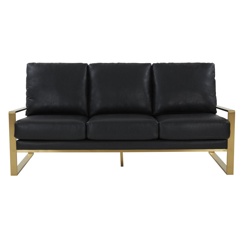 Gratiano three-person sofa, Similicuir noir