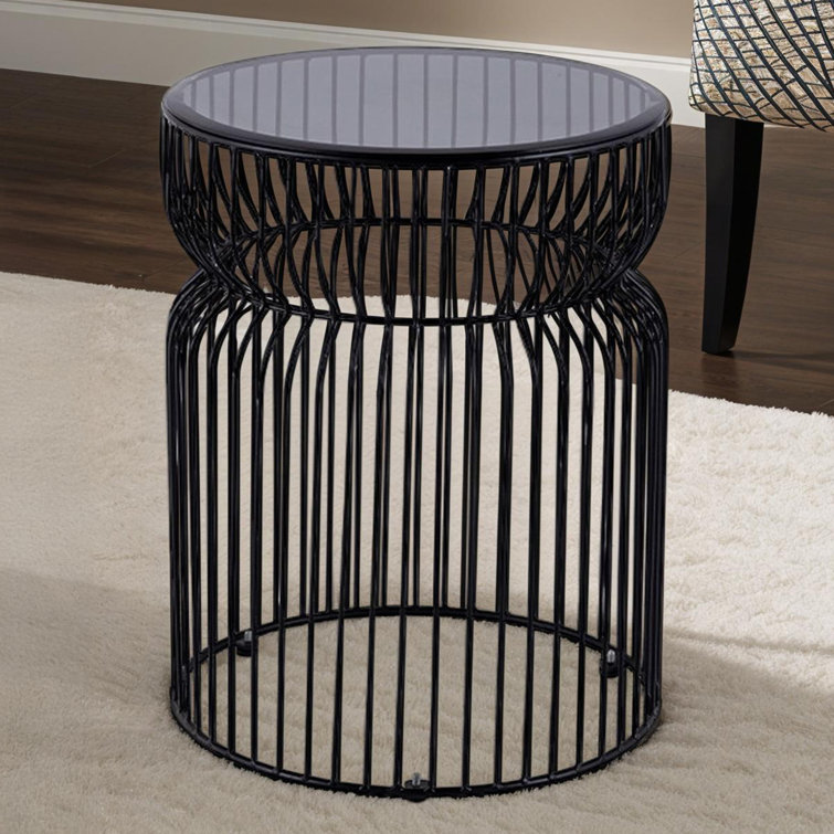 End Table - Glass Top with Metal Base
