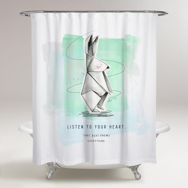 Rideau de douche en lapin simple origami Alston, Rose / Jaune