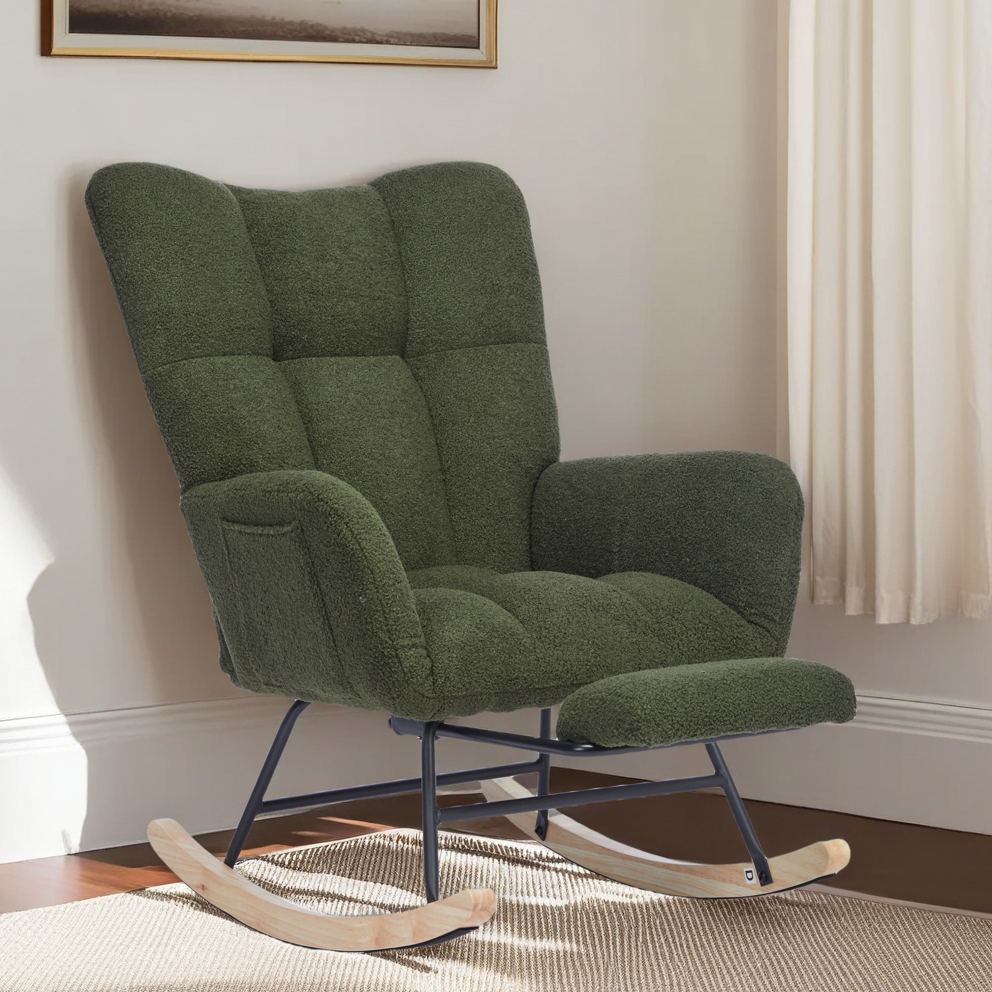 George Oliver Modern Nursery Rocking Chair, Upholstered Glider Chair ...