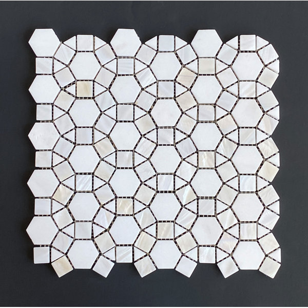 Thassos White Marble and Mother of Pearl Wall and Floor Tile