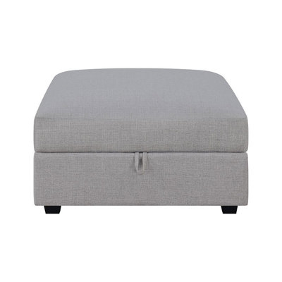 Square Upholstered Storage Ottoman, Grey