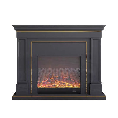 Black Solid Wood Electric Fireplace