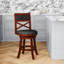 Tabouret pivotant à dossier en X de 24 po de hauteur comptoir, finition cerisier, siège en tissu gris anthracite-288109349-288109347