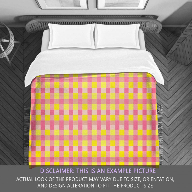 Gingham Comforter, Twin Comforter, Gold/Pink