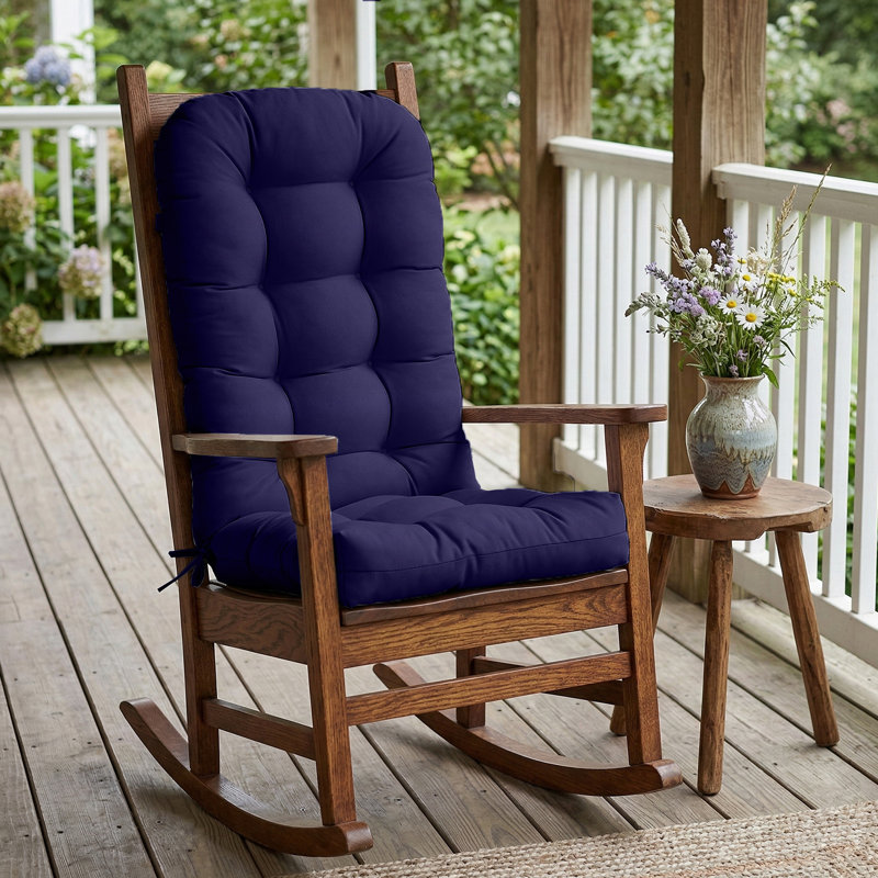 2 Piece 4.7" Thick High Back Chair Cushion Indoor and Outdoor Seat / Back Cushions with Straps, Adjustable Back Buckle
