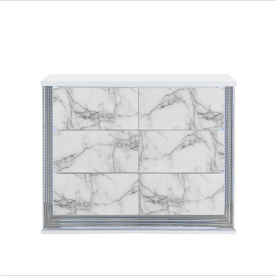 MOON WHITE MARBLE DRESSER WITH LED