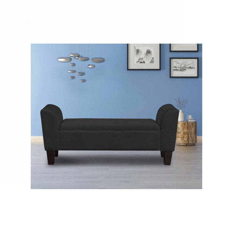 Banc de rangement rembourré Ewelina, Velours noir
