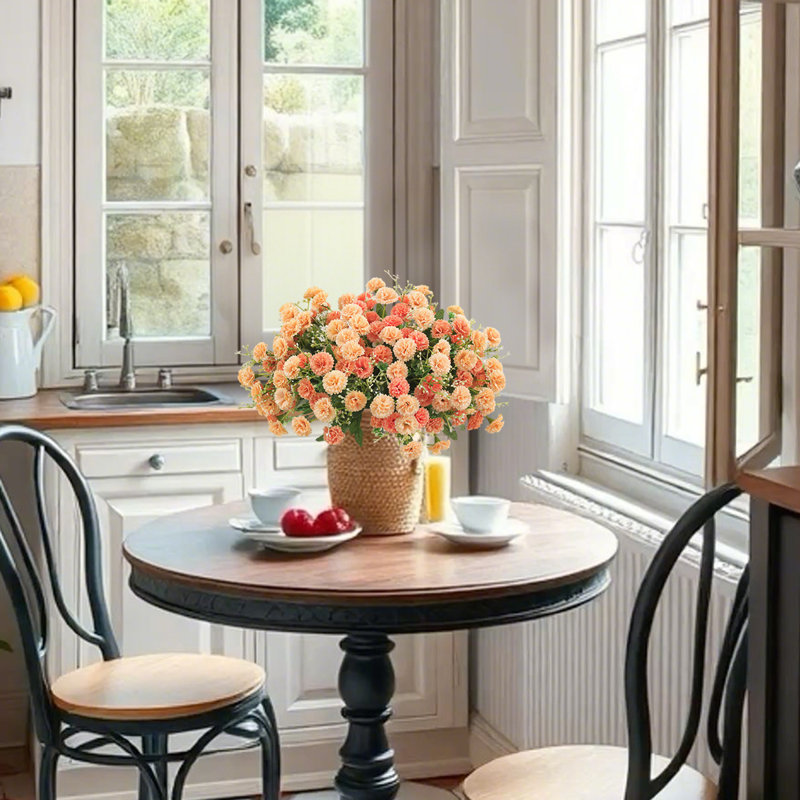 5 pièces de petites fleurs artificielles avec œillets et fleurs en soie pour des décorations de mariage à l'extérieur, Orange