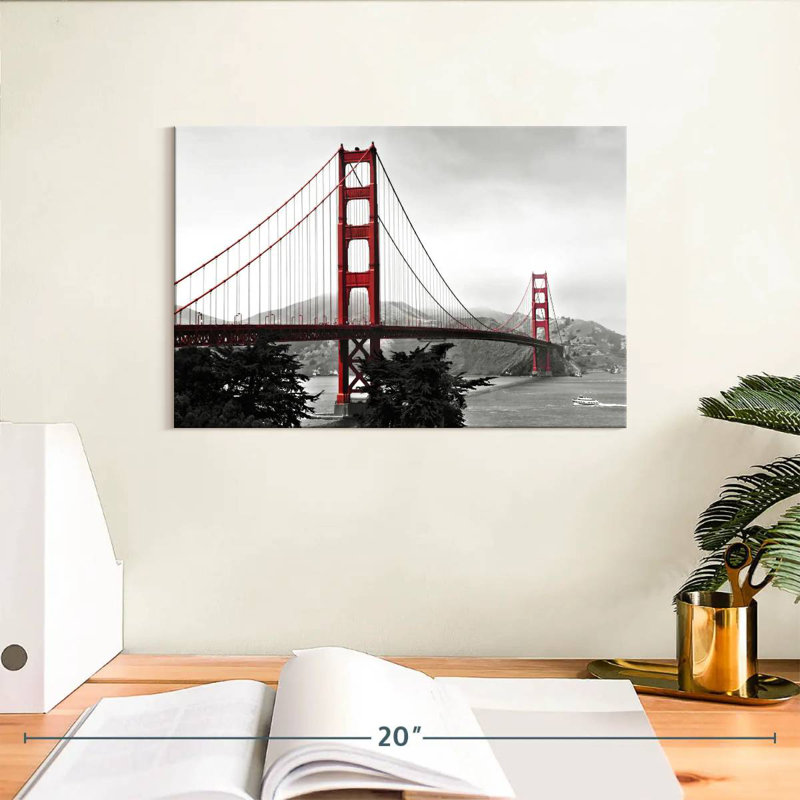 Pont du Golden Gate rouge vif, H 8 po x l 12 po
