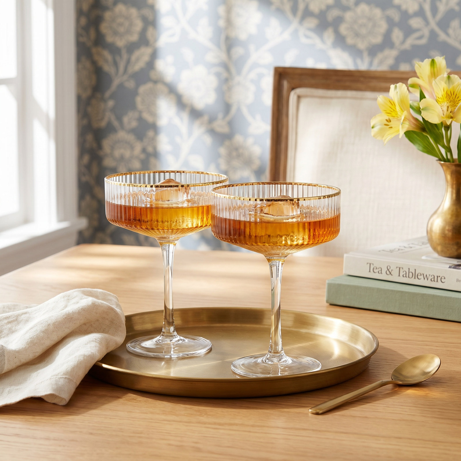 Viski Meridian Ribbed Crystal Coupe Glass