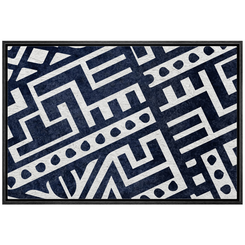 Labyrinth Inspired Polygon Geometric Shapes - Floater Frame, impression sur toile, Cadre noir, H 16 po x l 24 po x P 1,5 po