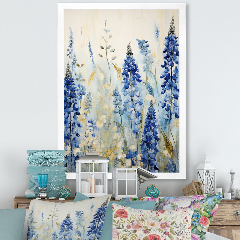 Élégant bonnet bleu Meadow IV - salon d'art mural bleu Bonnets FDP107200, H 32 po x l 24 po x P 1 po, Blanc