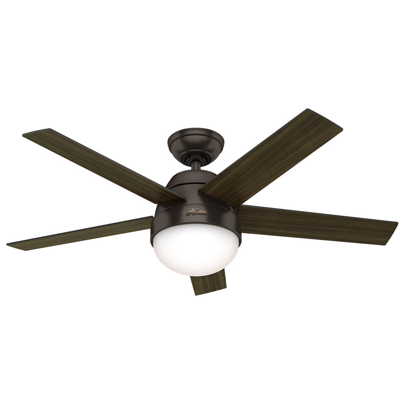 117cm Ceiling Fan with Light Kit, Dark Walnut/American Walnut, Premier Bronze