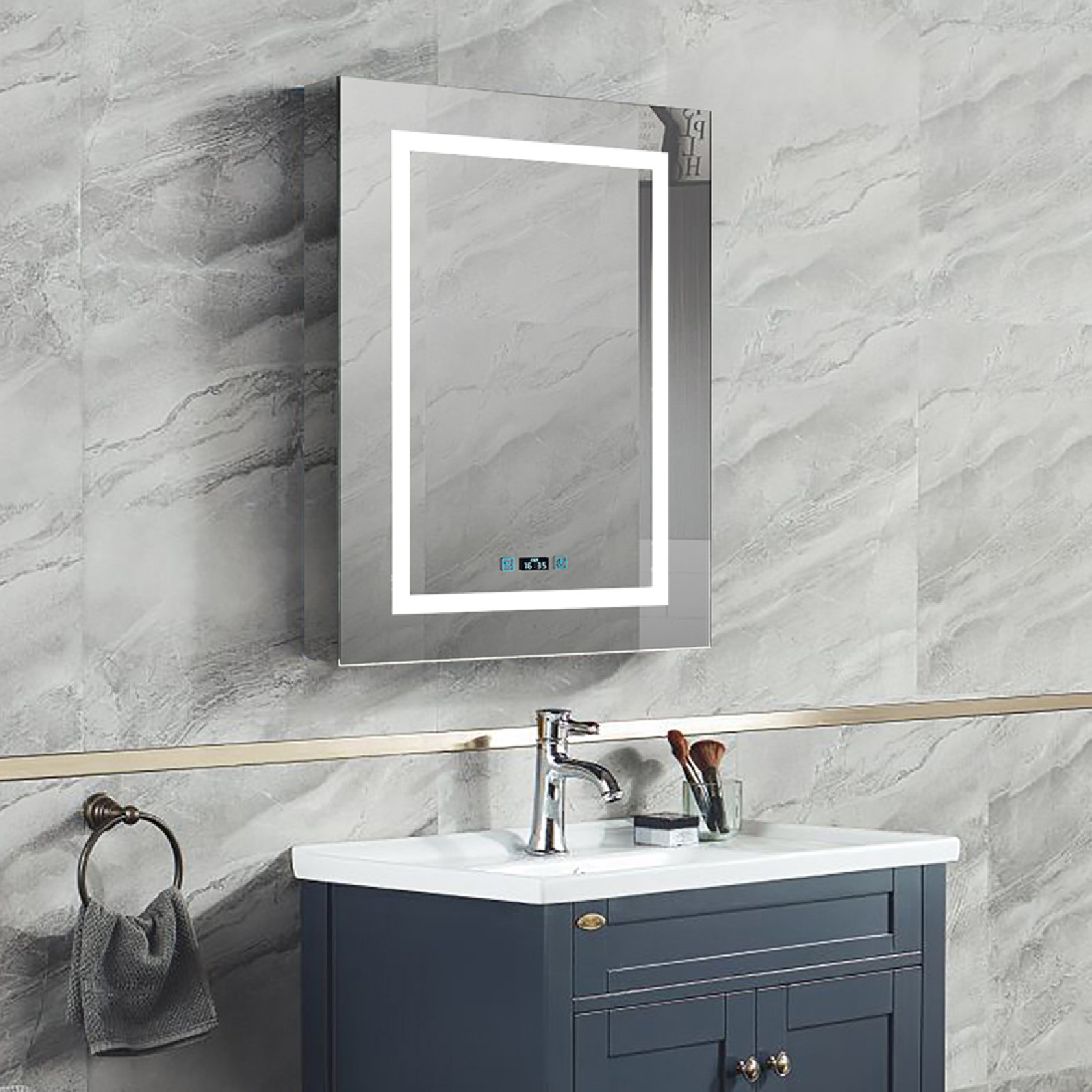 Frameless Bathroom Wall Mounted Mirror Cabinet with 3 Doors and Adjustable  Shelves - Costway