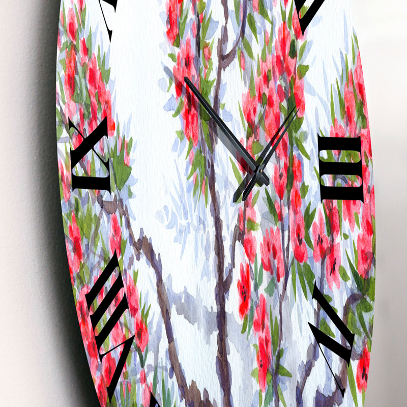Fleurs rouges du printemps - Horloge murale traditionnelle, Petit