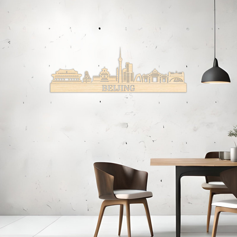 Handmade Cities & Countries Wall Decor on Solid Wood, Natural, 14" H x 46" W x 0.25" D
