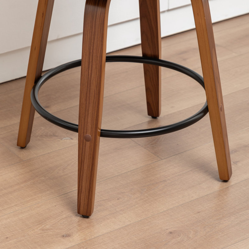 Tabourets de bar pivotants en bois et simili cuir Xaviera, Vert, Tabouret de comptoir (siège d'une hauteur de 25,7