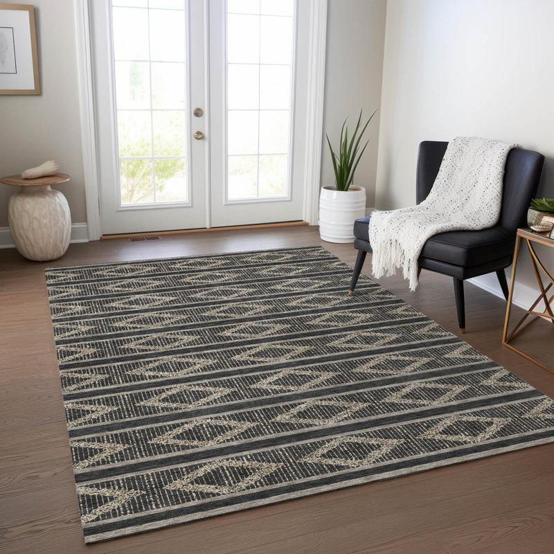 Tapis intérieur / extérieur noir lavable Lume , 2 pi 6 po x 3 pi 10 po