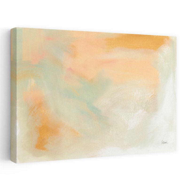 Dans le rose abstrait contemporain beige, H 48 po x l 32 po