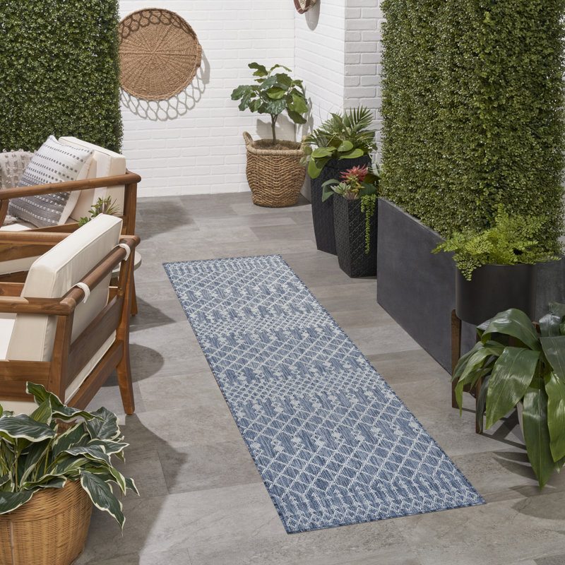  Positano 2'2" x 10' Navy Blue Modern Rug, Runner 2'2" x 10', Navy