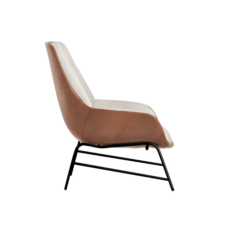 Lounge Chair, Brown/White Polyester
