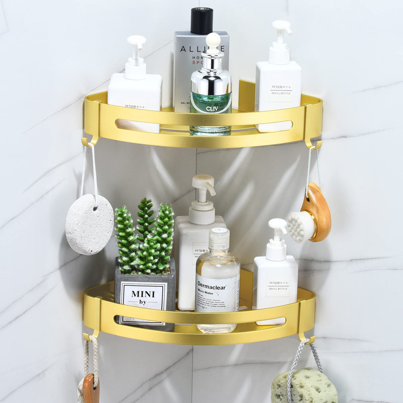 Anders Shower Shelf, Bright Sand Gold