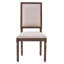 Ensemble de 2 chaises de salle à manger de style campagnard français, dossier rembourré rectangulaire, structure en hévéa massif avec pieds cannelés sculptés, finition bois rustique vieilli, pour la cuisine et la salle à manger, mobilier d'intérieur.
