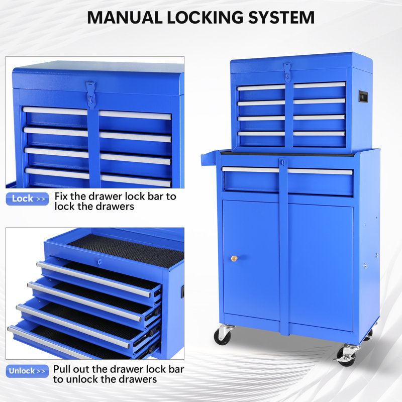 5-Drawer Rolling Tool Chest, High Capacity Tool Storage Cabinet W/Lockable Wheels, Blue