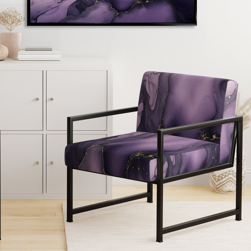 Chaise d'appoint rembourrée abstraite mauve, Noir