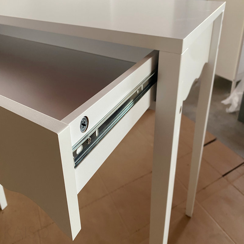 Meuble-lavabo blanc 35,43 po avec tiroir - table de maquillage moderne avec façade festonnée et poignée dorée