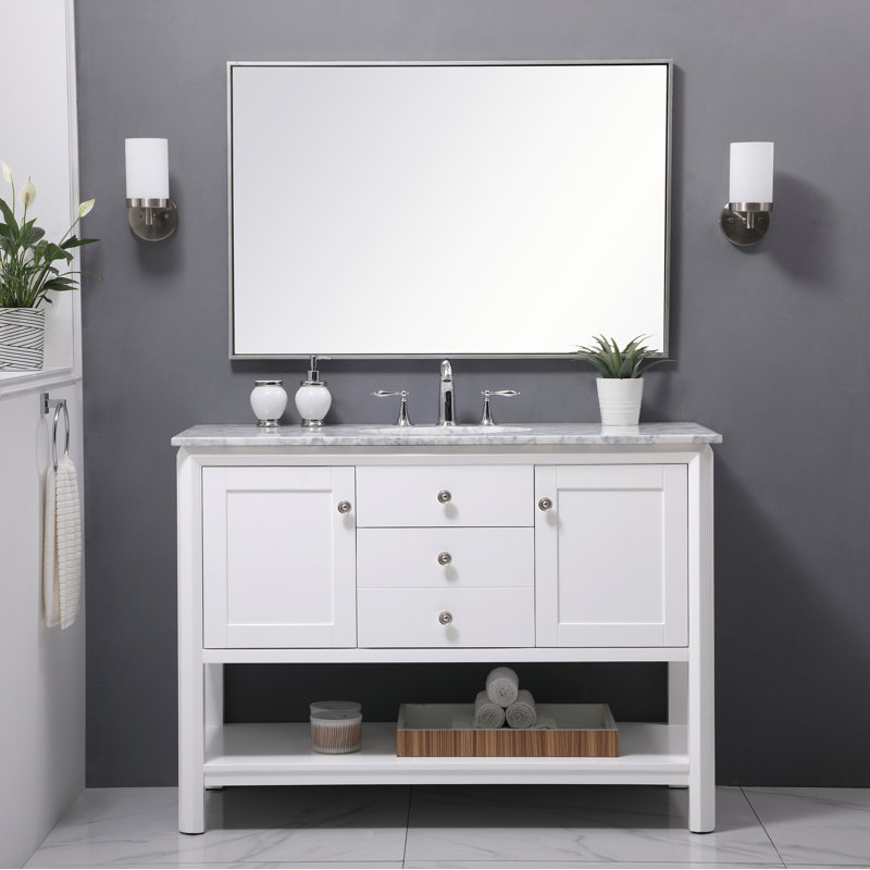 Newsoms 48'' Single Bathroom Vanity with Stone Top, White