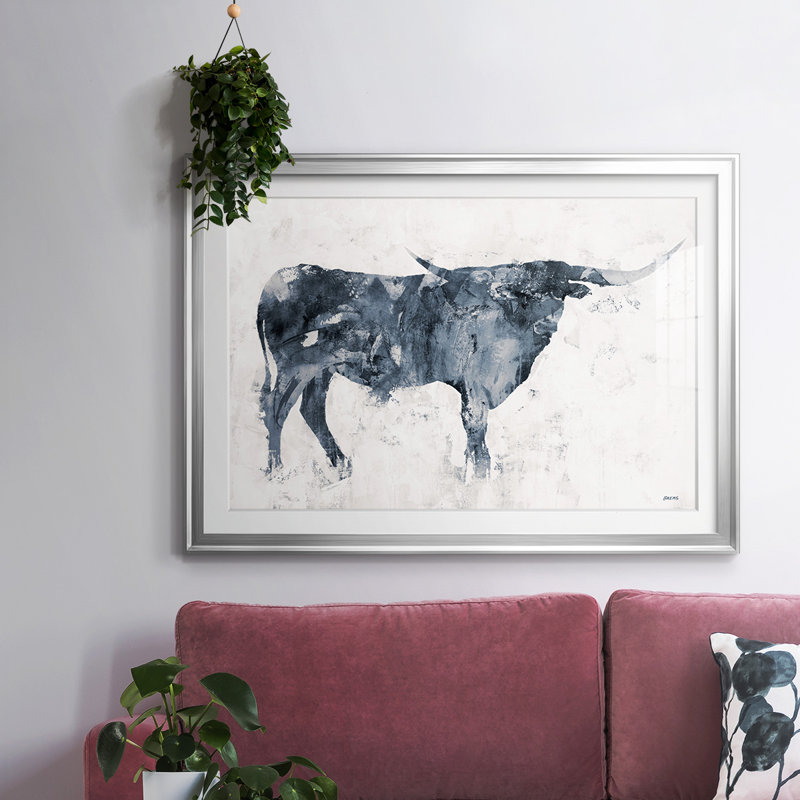 Long Horn Alt V2, reproduction d'art encadrée, Argent, H 30 po x l 44 po x P 1,5 po