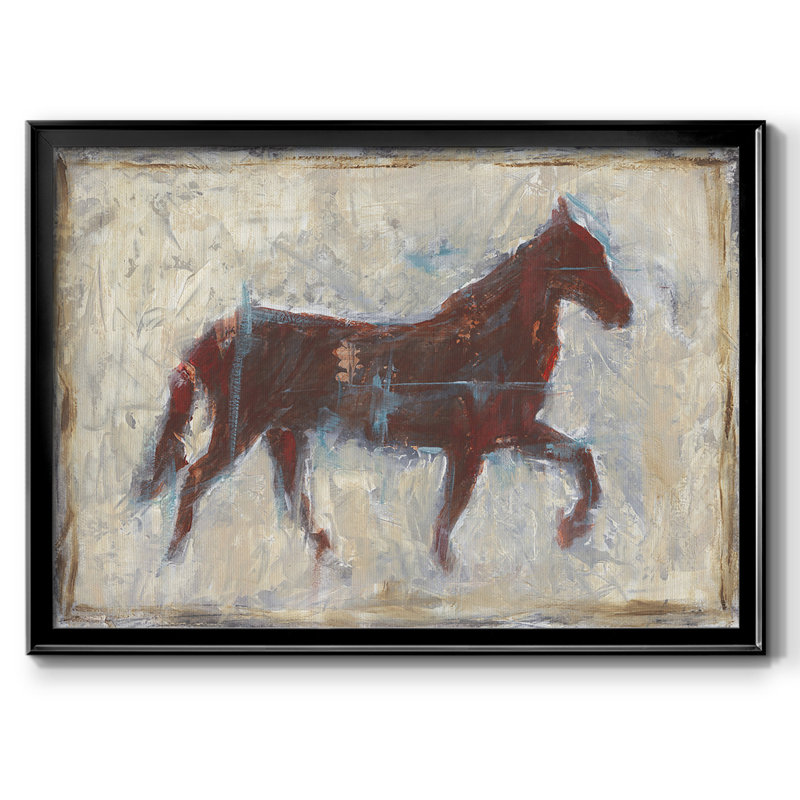 " Iron Equine II ", 26" H x 38" W x 1.5" D, Black Closed Corner Framed Canvas