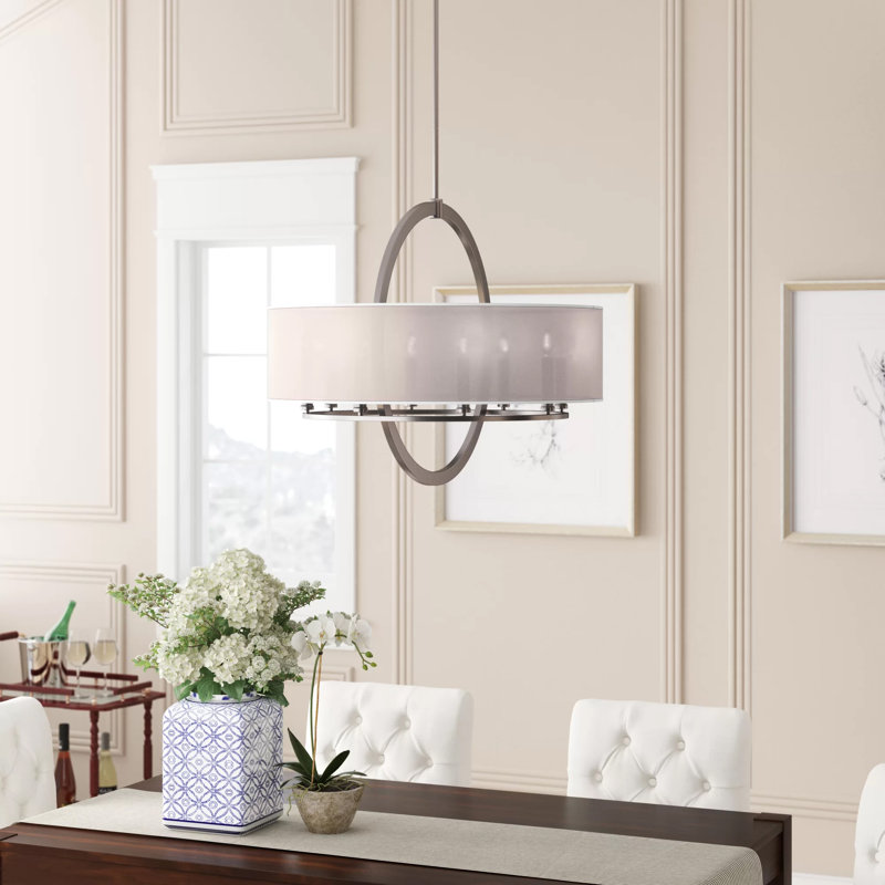 Baffour 8 - Light Dimmable Drum Chandelier, Brushed Nickel