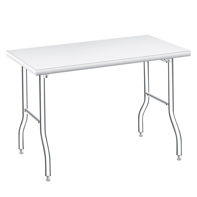 Table pliante, établi en acier inoxydable 48 x 24 po, robuste, sans assemblage, argent, H 34 po x L 48 po x l 24 po