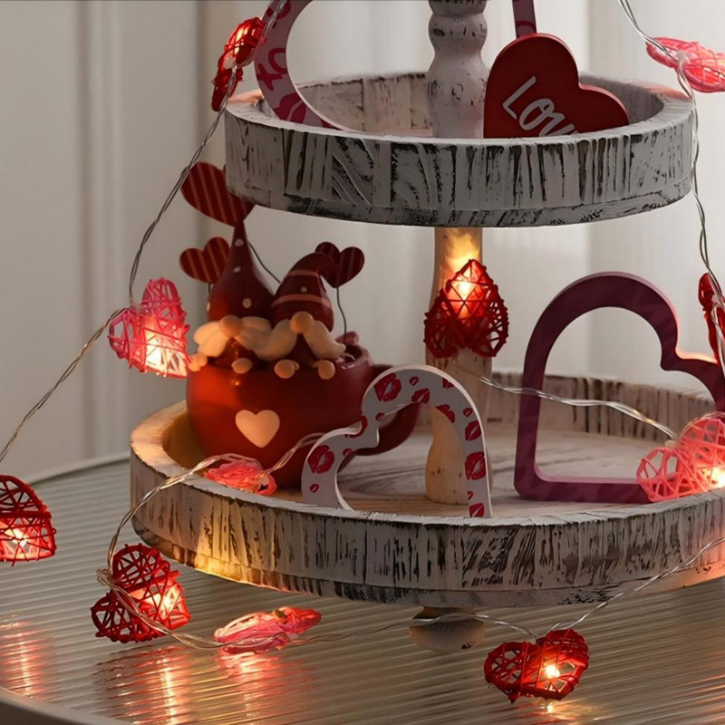 Guirlande romantique romantique en forme de cœur en rotin creux de 10 pi