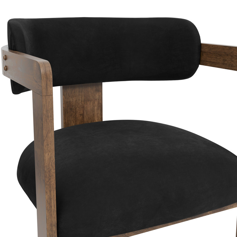 Mai Upholstered Dining Chair, Black, Brown Wood