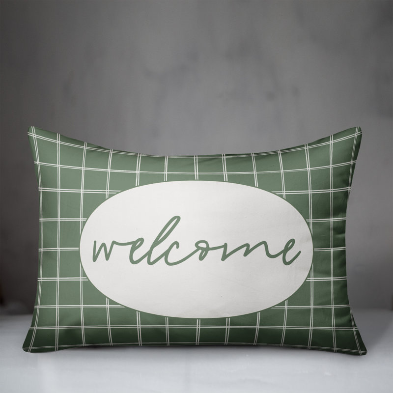  Housse de coussin rectangulaire et insert Welcome, Vert
