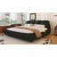 Très grand lit plateforme tapissier très grand avec dossier rembourré surdimensionné et structure en bois massif, convient à plusieurs hauteurs de matelas, de couleur noire, parfait pour créer une chambre à coucher élégante et confortable-1294295753-1294295755
