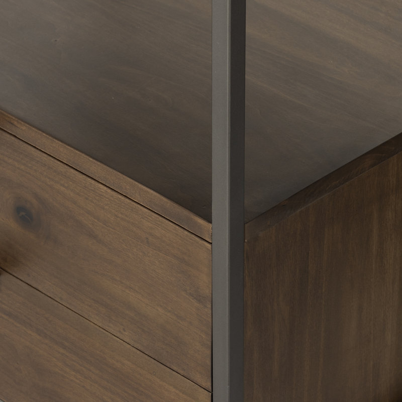 Trey Aasmin Bookshelf - Black Wash Poplar, Natural Iron