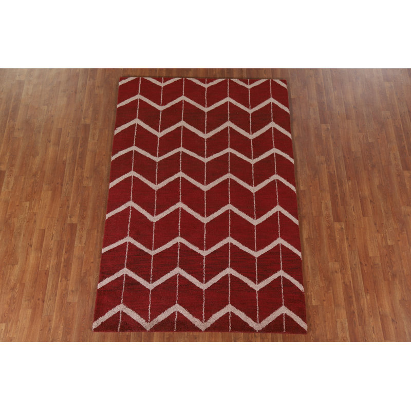 Chevron Red Gabbeh Oriental Area Rug 5x8