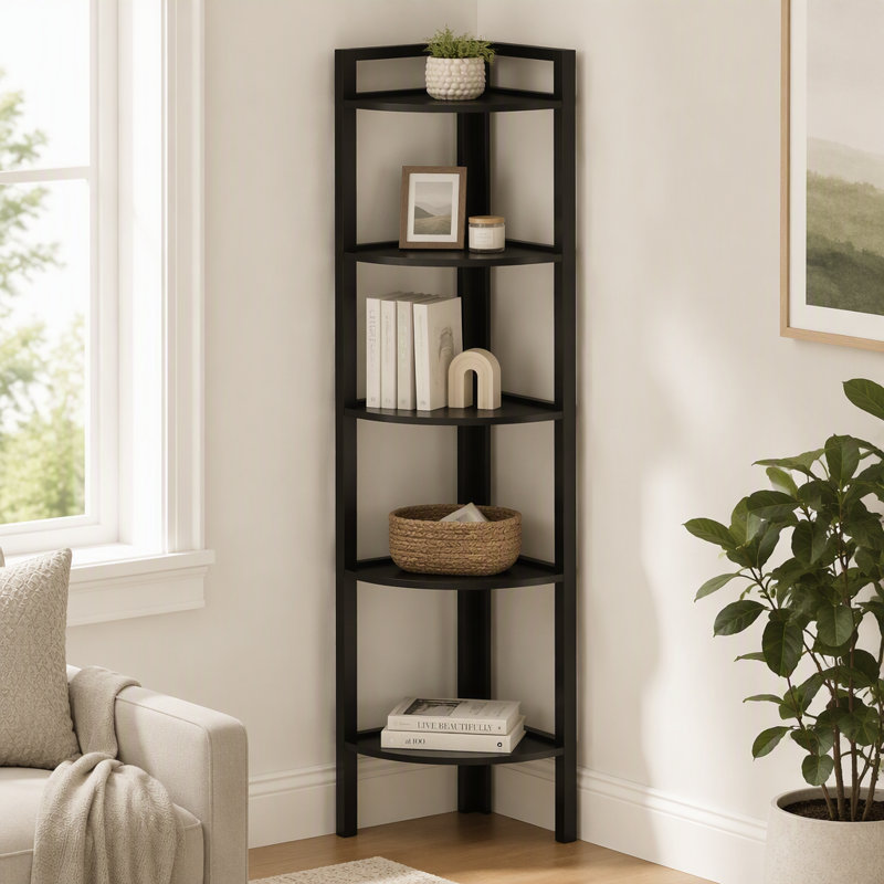 Étagère de coin à 6 niveaux, petite étagère de coin, Black