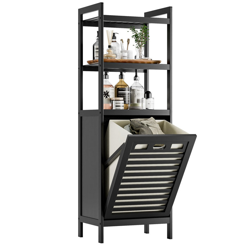 Wood Bathroom Cabinet, Matte Black