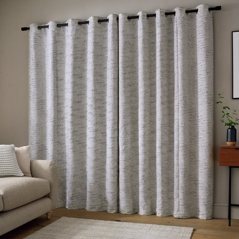 Chunky Boucle Lined Eyelet Curtains, Cream, 46 x 72 Inch