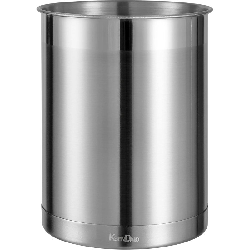 6.6inch Heavy-Base Brushed Stainless Steel Utensil Holder (Silver)