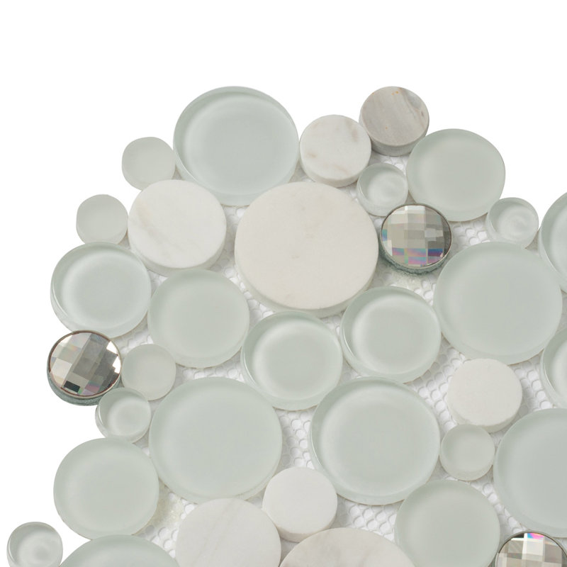 11.6"X11.6" Sparkly Glass And Stone Mosaic Tile