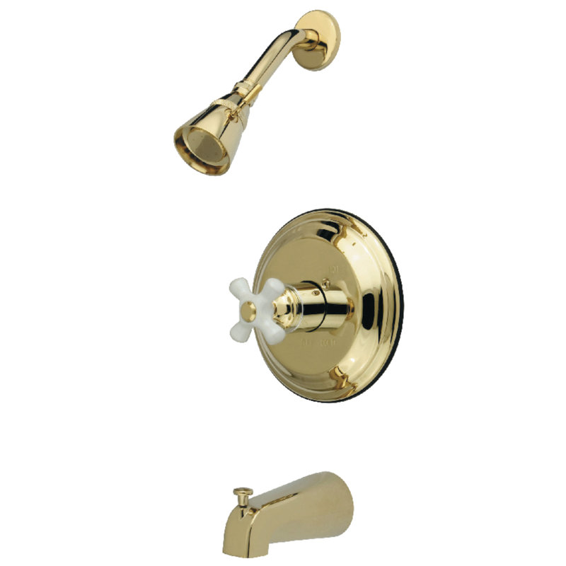 Kingston Brass Single-Handle Pressure Balanced Tub and Shower Faucet, Trim Only, Polished Brass
