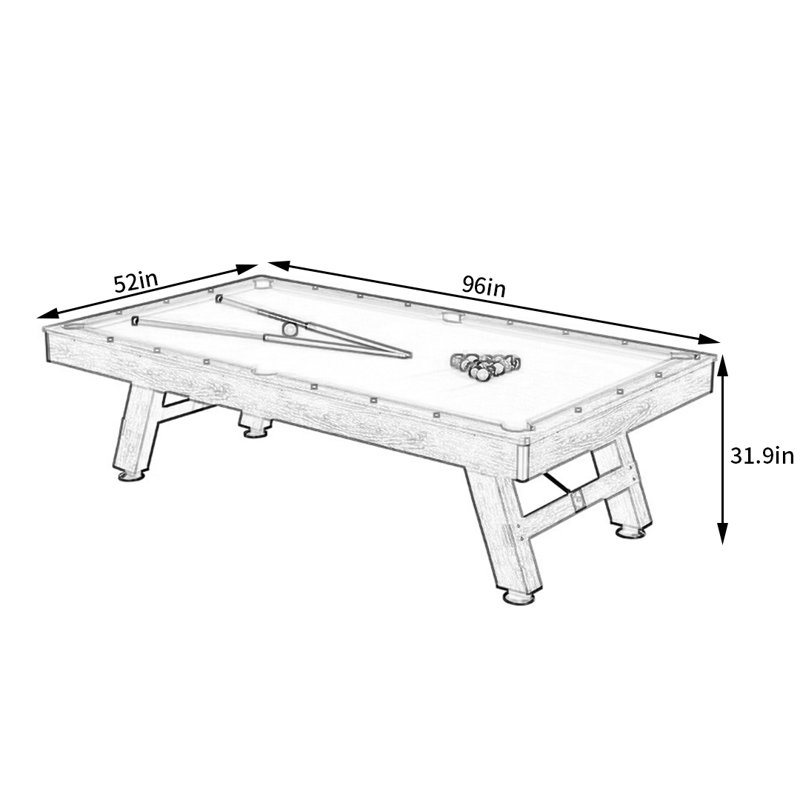 Table de billard avec pieds IQOWEL, 8', Noir